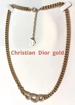Christian Diorゴールド　ラインストーンネックレス