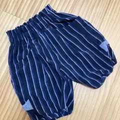 ラグマート ストライプ柄バルーンパンツ かぼちゃパンツ ハーフパンツ ネイビー