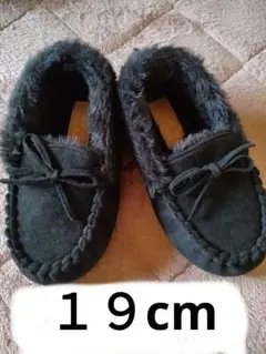 送込♡１９cm♡新品♡黒色♡ファー付き♡ローファー♡モカシン