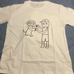 犬と人のイラストTシャツ Lサイズ