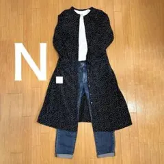 黒　ワンピース　ワンピースコート　水玉