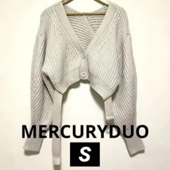 MERCURYDUO クロップドニットカーディガン ライトグレー S ショート丈