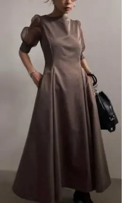 Ameri VINTAGE SHEER PUFF SLEEVE DRESS
