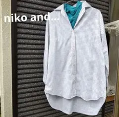 美品niko and…長袖チェックロングシャツチュニックM～Ｌ