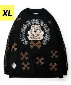 週末セール新品タグ付き【GALFY/ガルフィー】ピカピカ骨骨ロンT　大型犬黒刺繍のサムネイル
