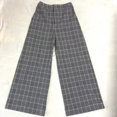 秋冬　GU グレー系チェック ワイドパンツ