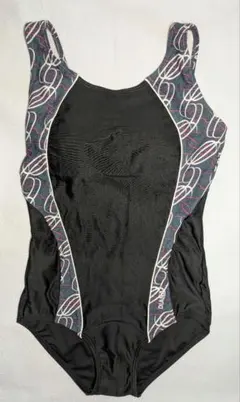 ②アシックス レディース競泳水着 黒とグレーのストラップ Sサイズ 匿名配送