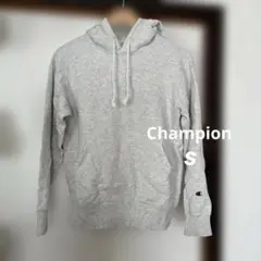 Champion グレー フード付きパーカー S