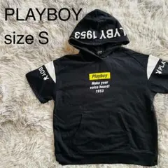 PLAYBOY プレイボーイ　半袖　パーカー　Tシャツ　春夏　黒　Sサイズ