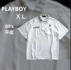 PLAYBOYプレイボーイ　ポロシャツ　白　ブラウン　00's 平成　y2kのサムネイル