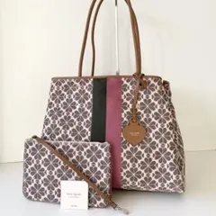 【極美品】kate spade スペード フラワー ジャカード トートバッグ