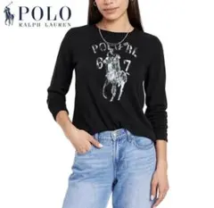 POLO ラルフローレン ロンT ピチT 長袖 ビックポニー 黒 Y2K 平成