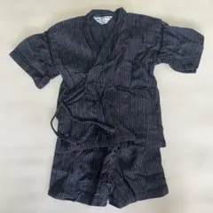 甚平 黒と白のストライプ