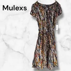 ミュレクス　総柄　プリーツワンピース　Ｍ~L　半袖　レーヨン