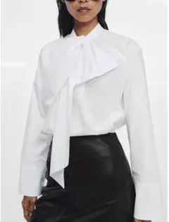 【ZARA】完売商品 人気　 ポプリンタイディテール付きシャツ 長袖のサムネイル