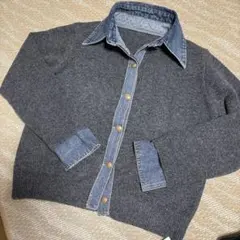 ニットデニム長袖　カーディガン