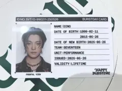 SEVENTEEN セブチHAPPY BURSTDAY IDカード　ディノ②