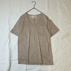 ステュディオス 日本製 リヨセルコットン VネックポケットTシャツ ベージュ Mのサムネイル