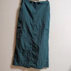 CANAL JEAN El mar ナイロンカーゴロングスカート グリーン M