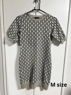 SPINKLE ロゴ ワンピース 半袖 ひざ丈 総柄 レディース Mサイズ