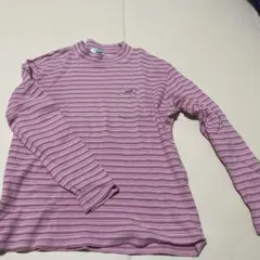 ピンクと白のストライプ長袖カットソー　M クロコダイル