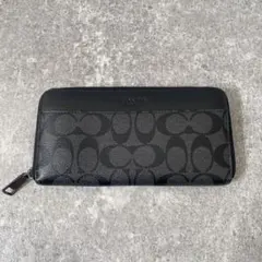 極美品　COACH コーチ 長財布 シグネチャー PVCレザー　ブラック　黒