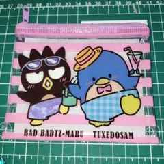 スシロー はぴだんぶい ポーチ バッドバツマル タキシードサム