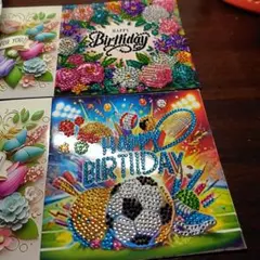 Happy Birthday ダイヤモンドアート カード 2枚セット完成品のサムネイル