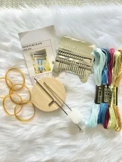 ダーニング用ミニ織り機 14フック 刺繍糸 ウィービングルーム 手織り