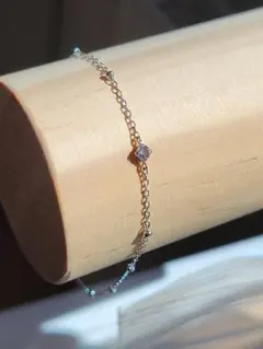 訳あり☆4℃ K10金 WG ブレスレットアクアマリン - メルカリ