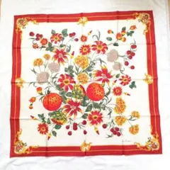 【未使用】Jim Thompson シルクスカーフ 83×83 フルーツ＆花柄