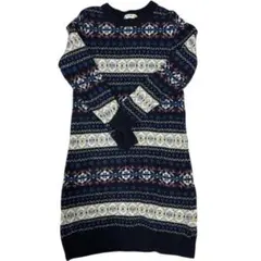 BEAMS HEART ノルディック柄 ニットワンピース 長袖 ウール混