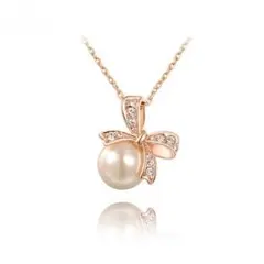 パール リボン ネックレス ローズゴールド 真珠 EARTHER RING