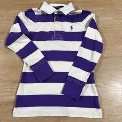 POLO Ralph Lauren 130 長袖ラガーシャツ ホワイト×パープル