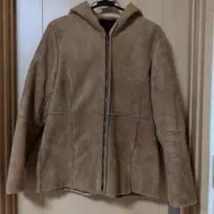 ブラウン フード付き スエード風ジャケット