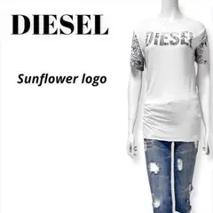 DIESEL／ディーゼル　ボタニカル柄　ヒマワリ模様　ビッグロゴ／tシャツ