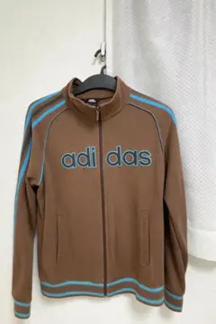 adidas アディダス トラックジャケット ジャージ ブラウン 水色ライン