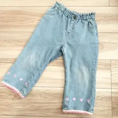 しまむら　ハート刺繍　デニム