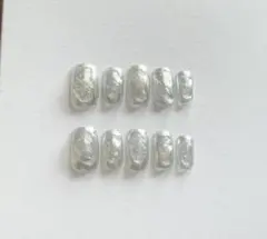 現品　ネイルチップ　シルバーネイル　ニュアンス　ミラーネイル　韓国　キラキラ　冬