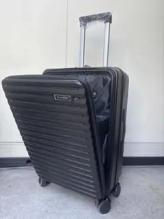 TSAロック付フロントオープンスーツケース黒色40L機内持ち込みOK　S寸多機能