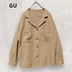 GU ジーユー シャツ M ジャケット風 ベージュ 羽織り 長袖 シンプルのサムネイル