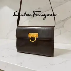 Salvatore Ferragamo ガンチーニ レザー ショルダーバッグ
