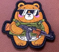 ミリタリー グラサン クマ 刺繍パッチワッペン ベルクロ
