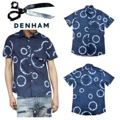 良品DENHAM デンハム 和柄 絞り染め風 サークル模様 インディゴ シャツのサムネイル