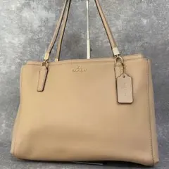 美品 COACH コーチ ショルダーバッグ レザー 2way ベージュ A4のサムネイル