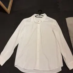 ホワイト長袖シャツ シルク風