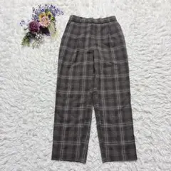 美品＊グローバルワーク　カジュアルパンツ　ウエストゴム　チェック柄　グレー系　Ｍ