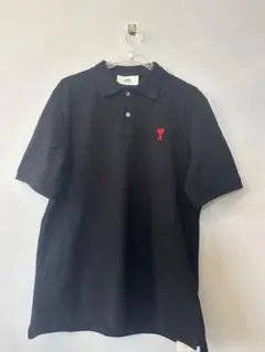 AmiParisアミパリス ポロシャツ 半袖Tシャツ 男女兼用 ブラックLサイズ