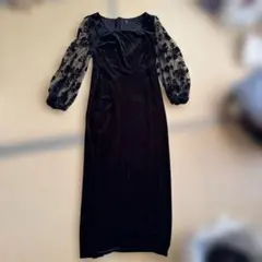 ベロアロングドレス　レース