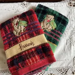 Harrods クマ刺繍 タオルハンカチ 2枚セットのサムネイル
